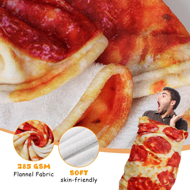Lhedon Pizza Blanket Adult Size, Blankets Queen Size, 80 Inches Round Pepperoni Pizza Food Blanket, Funny Gift for Women Men, Flannel Blanket for Bed Office Travel - Image 5